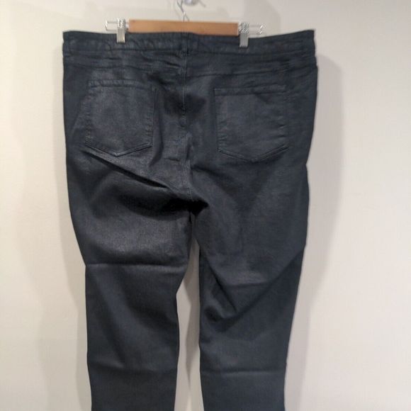 Universal Standard Meuse High Rise Resin Jeans Size 20 Metallic Sheen Ankle Zip - Picture 8 of 15